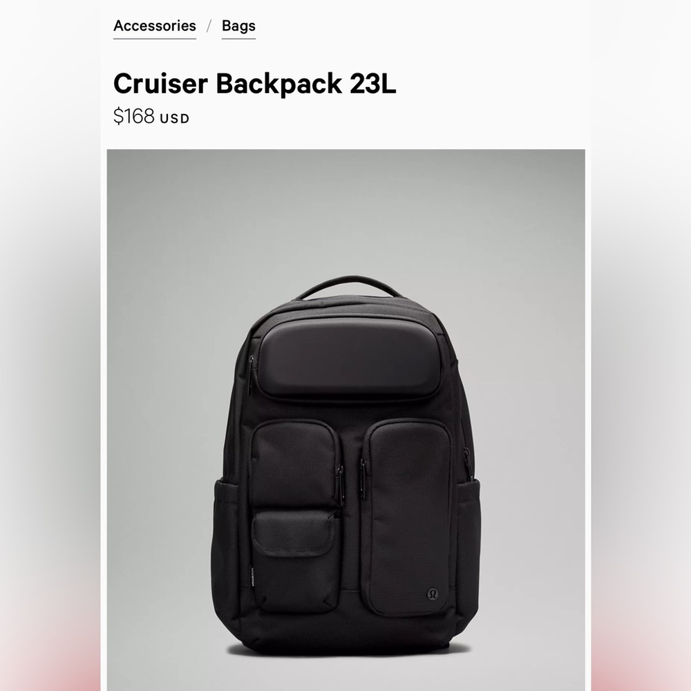LULULEMON black backpack, NWOT.